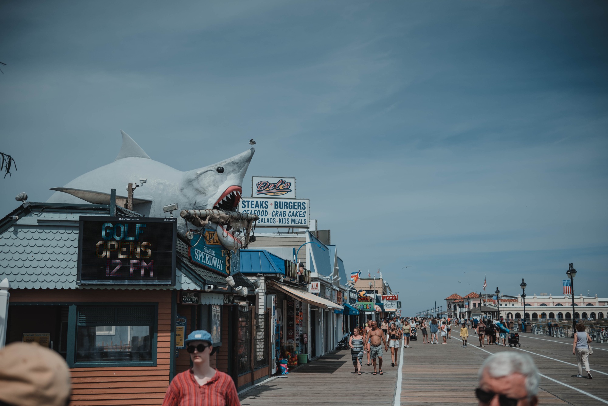 Een haai op een dak aan de Jersey Shore